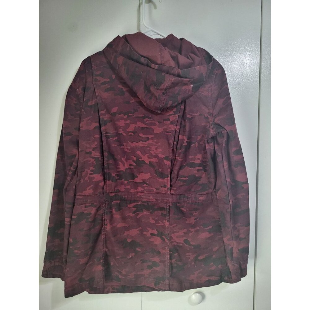 TINSEL Women's SZ LG Camo Drawstring Snap Button Jacket with Removable Hood - Picture 2 of 9
